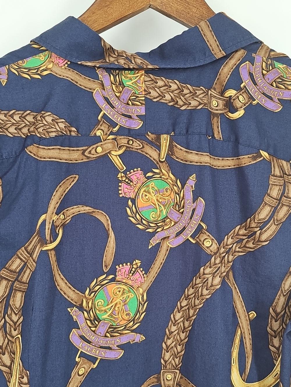 Ralph Lauren Navy Chain Print Button-Up Blouse - Picture 9 of 9